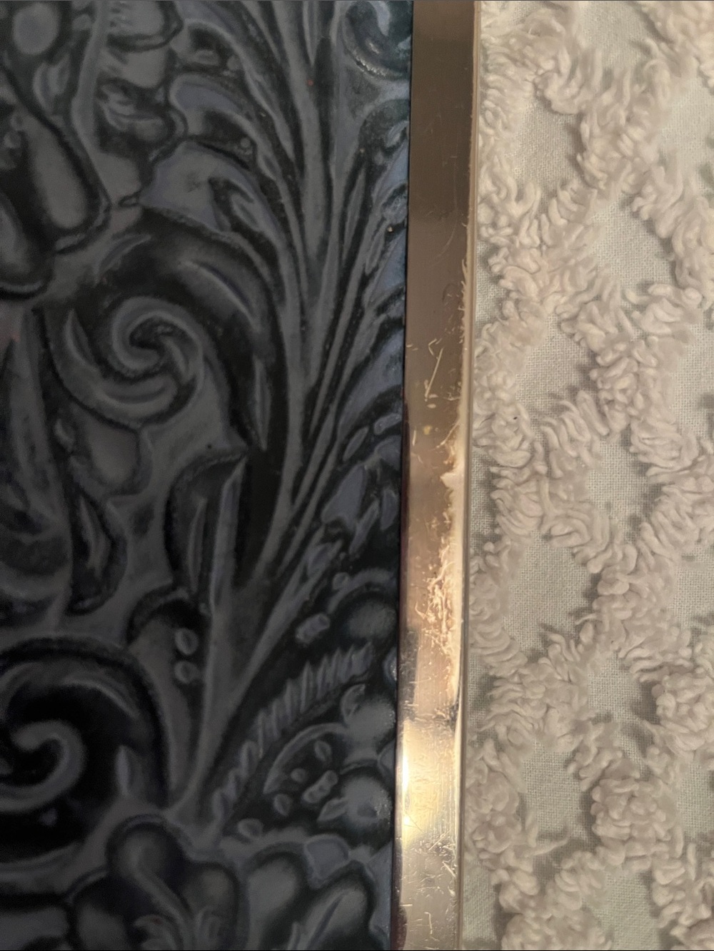 Embossed Floral Leather Clutch Wallet - Blue Patrica NASH - Picture 4 of 6